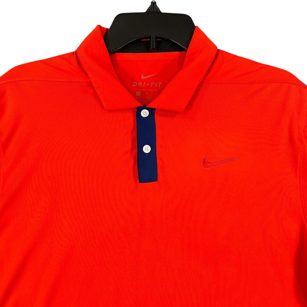 Nike Golf Performance Polo Men M Orange Blue Dri-FIT Short Sleeve Shirt Athletic